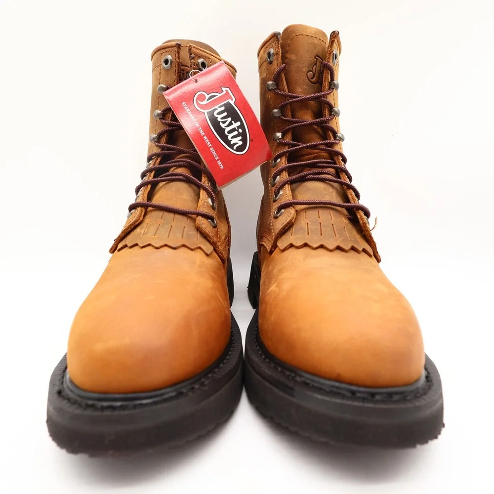 Justin Modern Work Boots Mens 9.5 D Aged Bark Brown Leather OW760 NWT Box